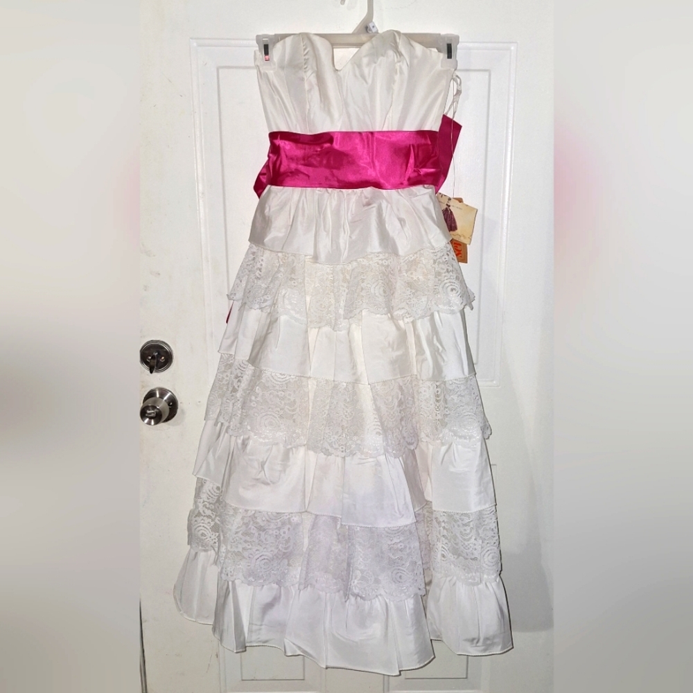 Very Rare Vintage Ruffle & Lace Prom Dress~80s~Nadine~Seventeen Magazine~NWT~XS